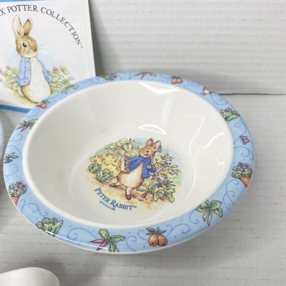 Vtg 1997 Beatrix Potter Peter Rabbit and Friends 3 Piece Children's Melamine Set - Picture 5 of 9